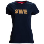 Huski Damen Schweden Team Logo T-Shirt - Navy Blue1