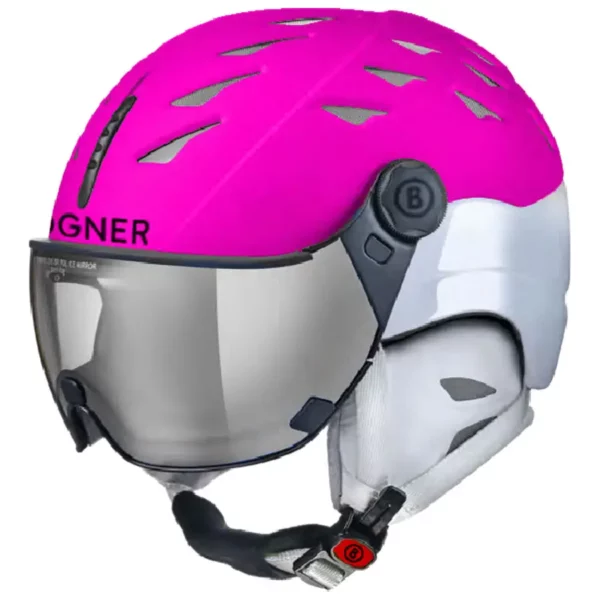 Bogner Helm St. Moritz mit Visier Silber Verspiegelte Linse - Neon Magenta1