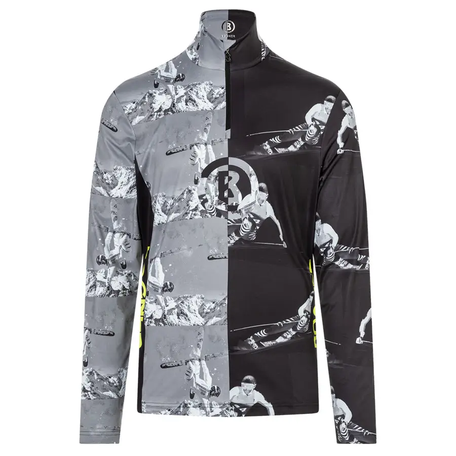 Bogner Mens Verti First Layer Shirt - Black Grey Prints1