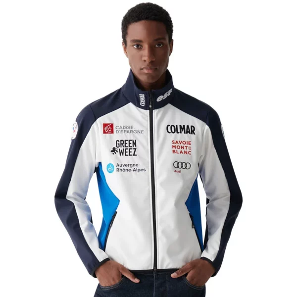 Colmar Mens French Ski Team Soft Shell Jacket - White Blue5