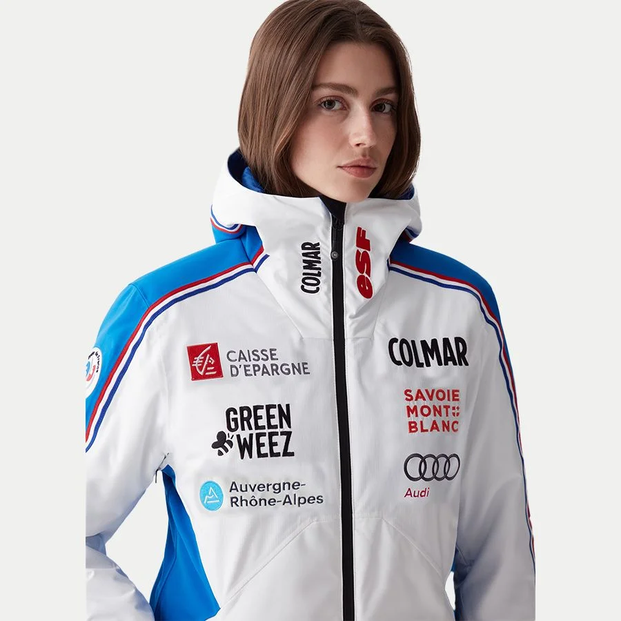 Colmar Veste Pull Thermique Femme Slovénie Ski Team - Blanc Mirage Bleu 