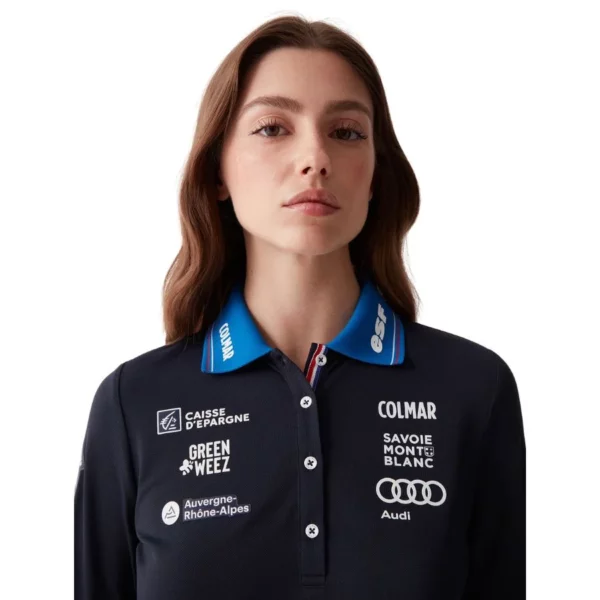 Colmar Womens French Ski Team Polo Long Sleeve Shirt - Blue Abyss3