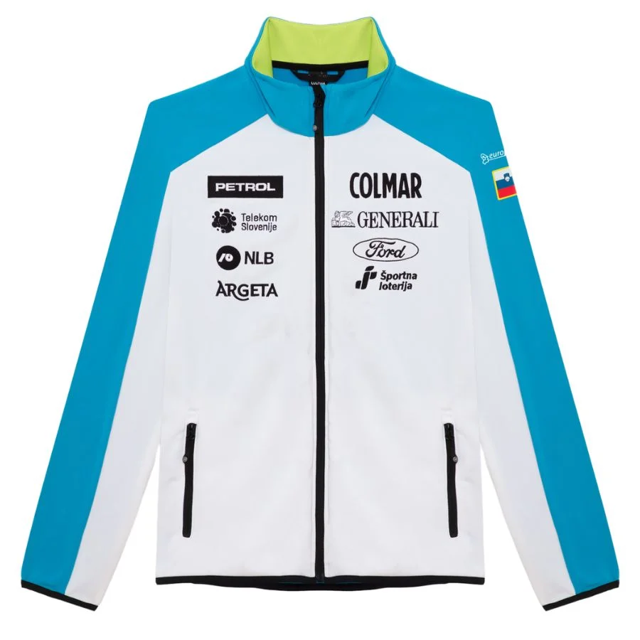 Chaqueta de suéter térmico Colmar Slovenia Ski Team para mujer - Blanco  Mirage Azul 