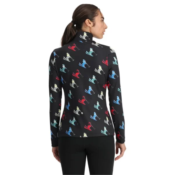 Spyder Donna Vivid Primo Strato Camicia - Nero Sci Print2